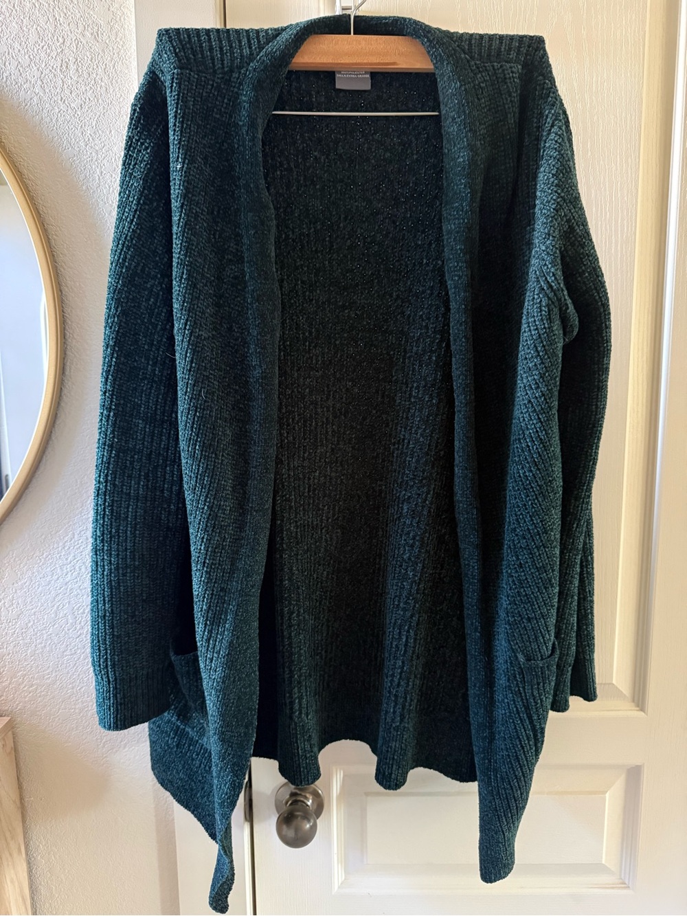 Matty M Open-Front Ribbed Cardigan in Deep Teal